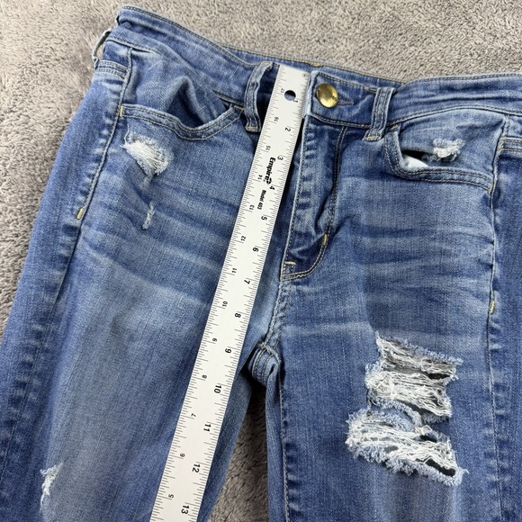 American Eagle Jeans‎ Womens 2 R Blue Super Stretch X Hi Rise Jegging Distressed - Picture 6 of 14